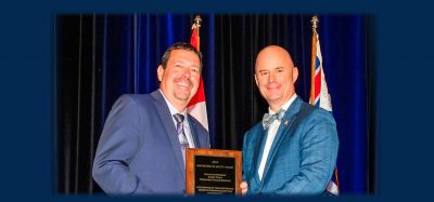 Chief Pilot of Winnipeg Police accepting Airbus Innovation in Safety Award