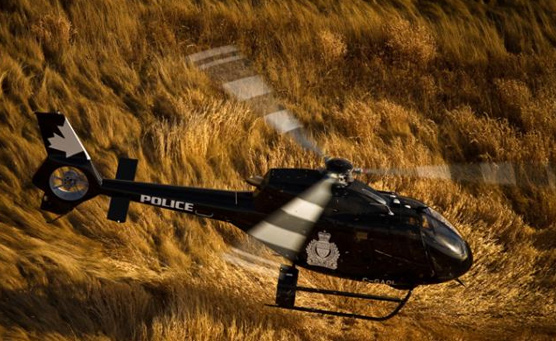 Police Helicopter Landing in Field